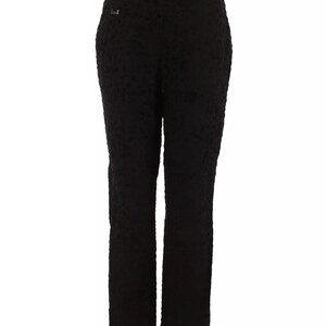 Peck & Peck Size 14 Black Pants with Velvet Animal Print